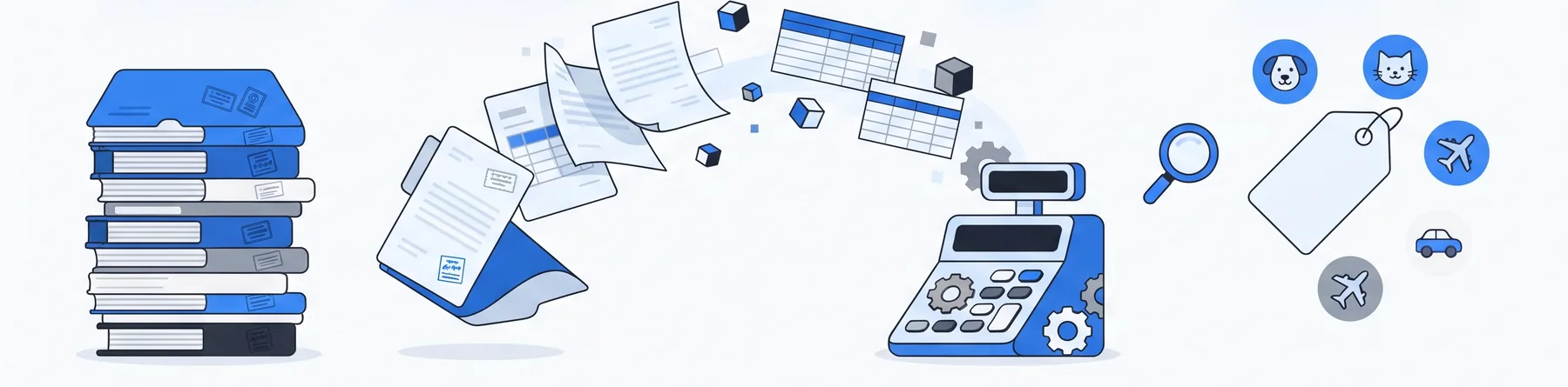 Rate filings are taken apart into tables, run through a calculator and turned into a price for pets, travel and cars
